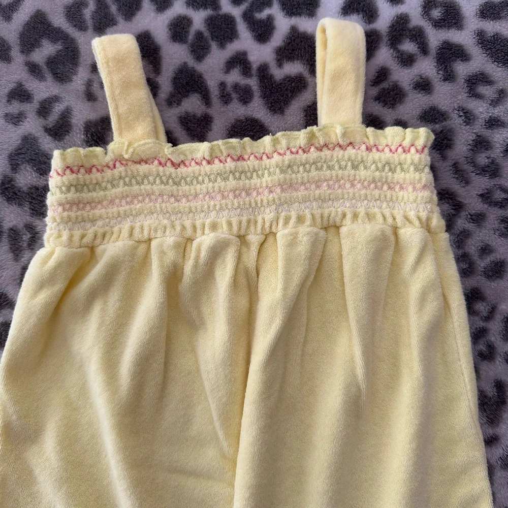 Old Navy Smocked French Terry One-Piece Romper in Yellow Size 12-18 Months